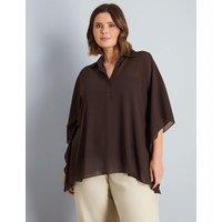 Live Unlimited London Half Placket Overlay Blouse Chocolate