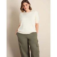 Live Unlimited London Cotton Blend Barrel Leg Trousers Khaki