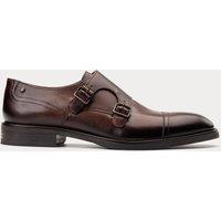 Base London Leather Double Monk Strap Shoes Brown