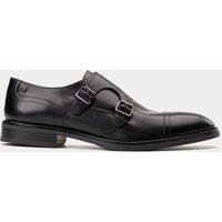 Base London Leather Double Monk Strap Shoes Black