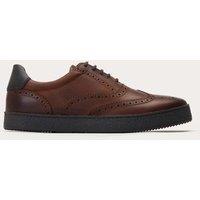 Base London Leather Brogued Cupsole Trainers Brown