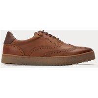 Base London Leather Brogued Cupsole Trainers Tan