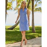 SOSANDAR Cotton Rich Denim Knee Length Shift Dress Blue