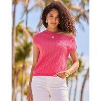 SOSANDAR Pointelle Off The Shoulder Top Pink