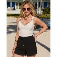 SOSANDAR Crinkle Drawstring Shorts Black