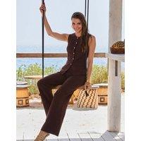 SOSANDAR Flared Knitted Trousers Brown