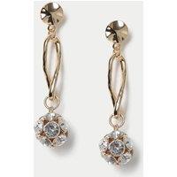 M&S Twist Stick Ball Drop Earrings Gold