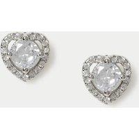 M&S Platinum Plated Mini Heart Earrings Silver