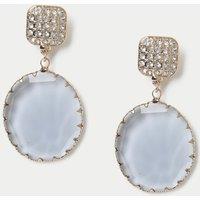 M&S Oval Stone Drop Earrings Blue