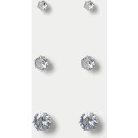 M&S 3 Pack Cubic Zirconia Stud Earrings Silver