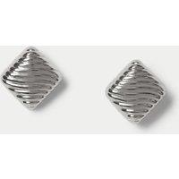 M&S Silver Tone Texture Square Earrings Silver