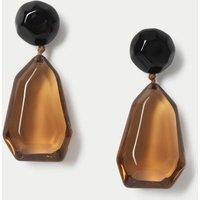 M&S Resin Sculpted Drop Earrings Brown