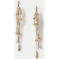 Per Una Natural Stone Tassel Hoop Earrings Gold Mix