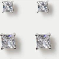 M&S Square Cubic Zirconia Earrings Silver