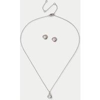 M&S Platinum Plated Necklace and Earring Set Silver