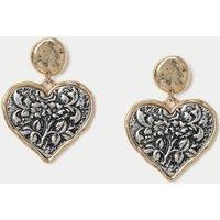 M&S Heart Drop Earrings Silver Mix