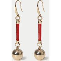 M&S Red Cylinder Stick Drop Earrings Gold Mix