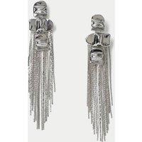 M&S Metal Tassel Chain Drop Earrings Silver