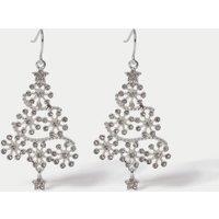 M&S Christmas Crystal Tree Earrings Silver