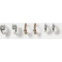 M&S 3 Pack Bobble Swirl Hoop Earrings Silver Mix