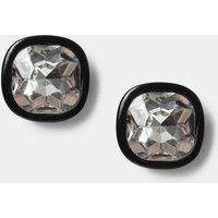 M&S Large Crystal Stud Earrings Black