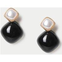 M&S Diamond Resin Drop Earrings Black Mix