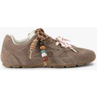 Steve Madden Aziel Suede Double Lace Charm Trainers Taupe