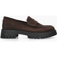 Steve Madden Suede Chunky Block Heel Loafers Brown