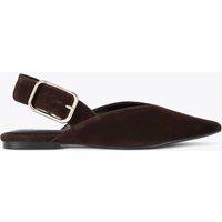 Steve Madden Shay Suede Pointed Slingback Ballet Pumps Dark Brown