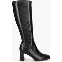 Steve Madden Holly Leather Block Heel Knee High Boots Black