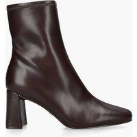 Steve Madden Hurst Leather Block Heel Ankle Boots Dark Brown