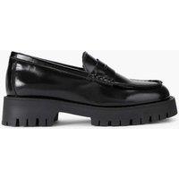 Steve Madden Leather Chunky Block Heel Loafers Black