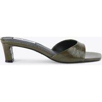 Steve Madden Leather Patent Kitten Heel Mule Sandals Green