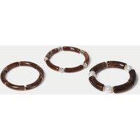 M&S 3 Pack Resin Beads Bracelets Brown Mix