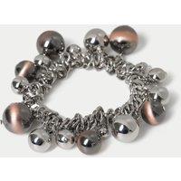 M&S Beaded Cluster Stretch Bracelet Silver Mix