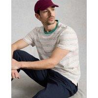 White Stuff Pure Cotton Striped Crew Neck T-Shirt Green Mix