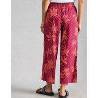 White Stuff Linen Rich Printed Wide Leg Culottes Pink Mix