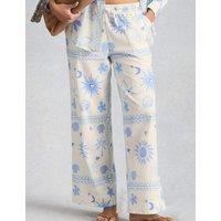 White Stuff Cotton Rich Printed Wide Leg Trousers White Mix