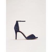 Phase Eight Suede Ankle Strap Stiletto Peep Toe Sandals Navy