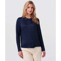 Ghost Crepe Button Front Blouse Navy