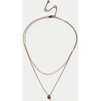 M&S Multirow Mini Ball Pendant Necklace Brown