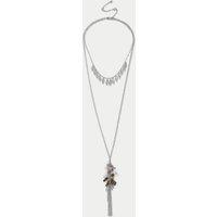 M&S Multirow Tassel and Charm Necklace Silver