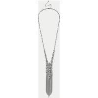 M&S Metal Beaded Y Lariat Necklace Silver