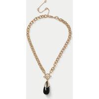 M&S Tear Pendant Drop Necklace Gold Mix