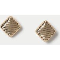 M&S Gold Tone Texture Square Earrings Gold