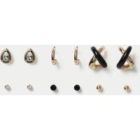M&S 6 Pack Gold Tone Black Mix Earrings Multi