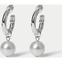 M&S Hoop Pearl Effect Earrings Silver