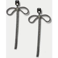 M&S Christmas Oversized Bow Drop Studs Dark Grey