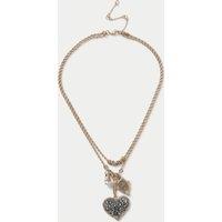 M&S Multi Charm Heart Pendant Necklace Gold