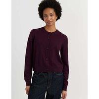 Chinti & Parker Wool Rich Crew Neck Cardigan with Cashmere Purple